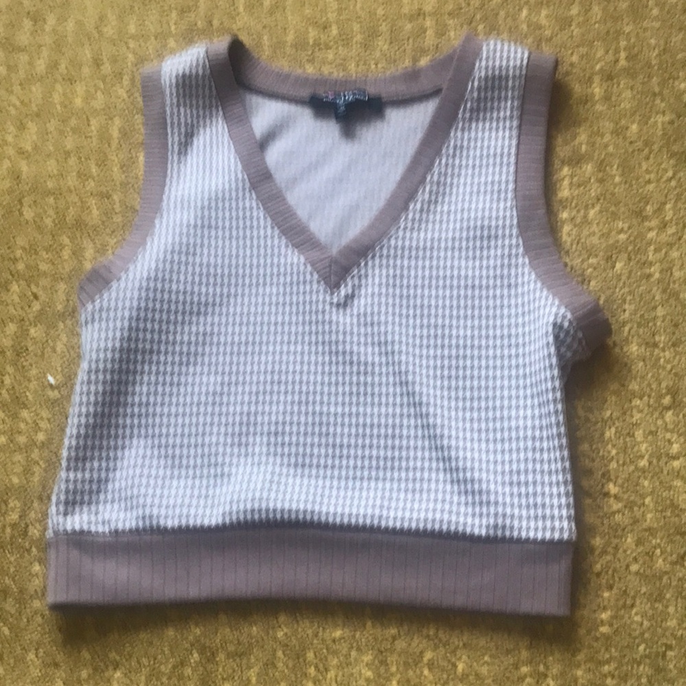 Brown and white sweater vest